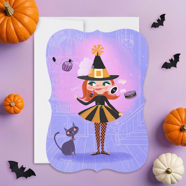 Magic Red Hair Witch Lavender & Pink DIY Blank Invitation (Creator Uploaded)
