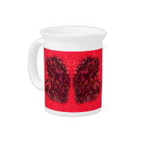 Magic Red Neon Bull Running - Amazing Starry Night Beverage Pitcher