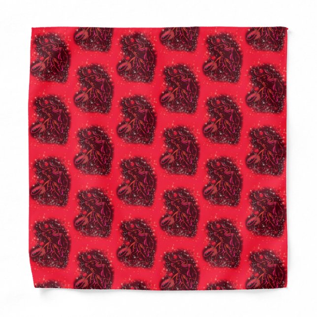 Magic Red Neon Bulls Running  Amazing Starry Night Bandana (Front)