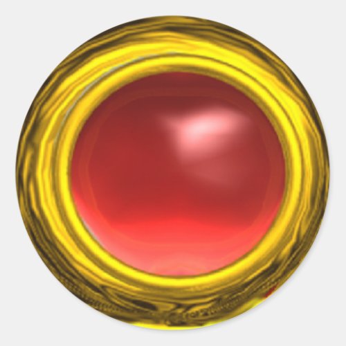 MAGIC RED RUBY GEM STONE  bright pink gold yellow Classic Round Sticker