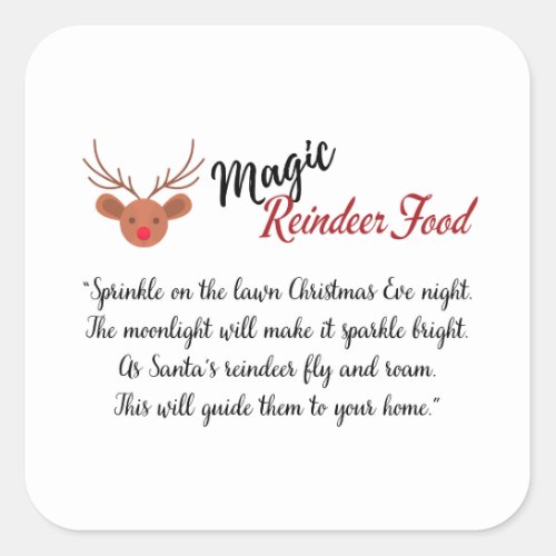 Magic Reindeer Food Label Sticker