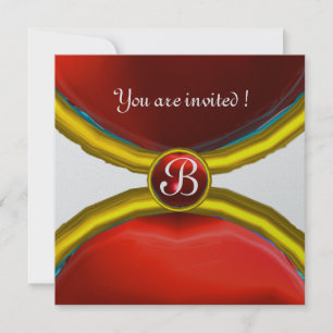 MAGIC RINGS ,MONOGRAM gem red silver Invitation