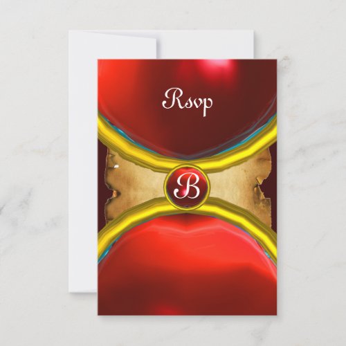 MAGIC RINGS MONOGRAM parchment rsvp gem red Invitation