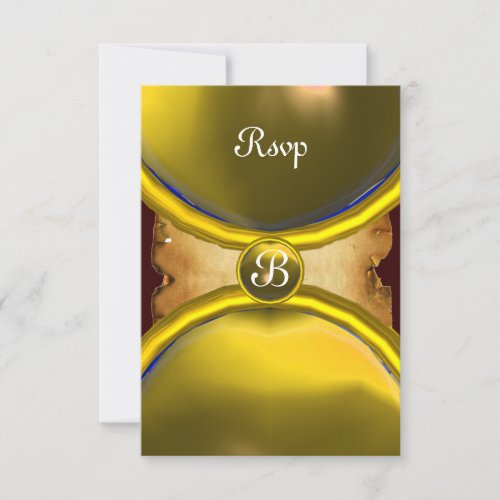 MAGIC RINGS MONOGRAM parchment rsvp gem yellow Invitation