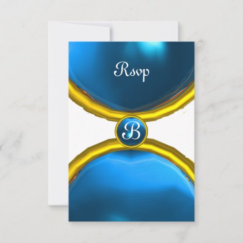 MAGIC RINGS MONOGRAM rsvp gem blue Invitation