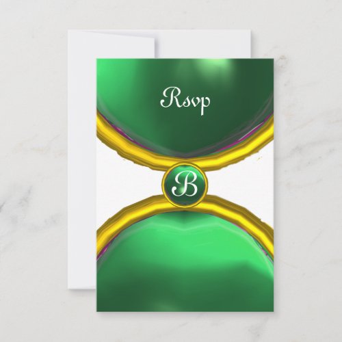 MAGIC RINGS MONOGRAM  rsvp gem green Invitation