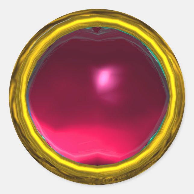 MAGIC RUBY , bright vibrant pink red yellow Classic Round Sticker (Front)