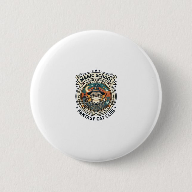Magic School Fantasy Cat Cute Kitty Design - Magic Button (Front)