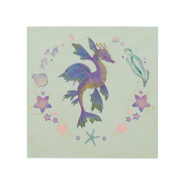 Magic Seahorse Pillow Wood Wall Art (Front)