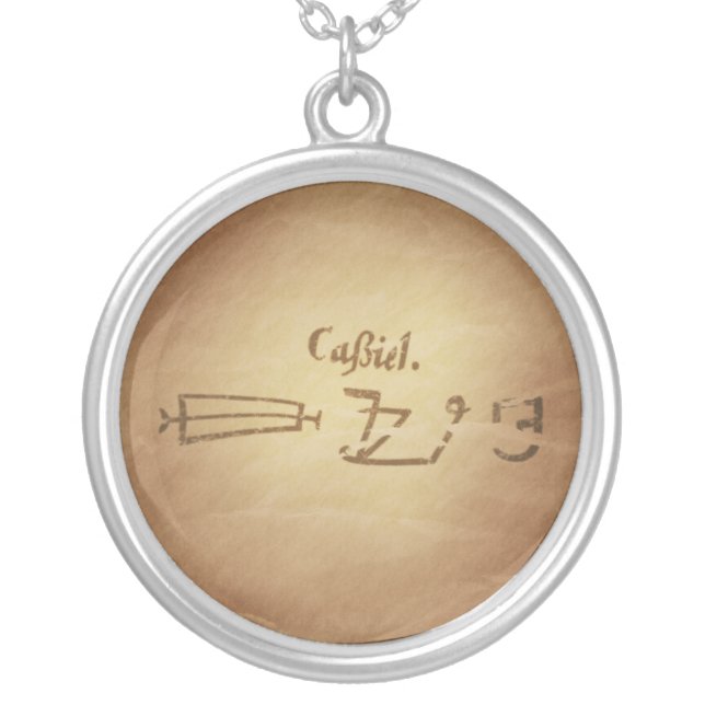 Magic Seal Angel Cassiel Protection Magic Charms Silver Plated Necklace (Front)