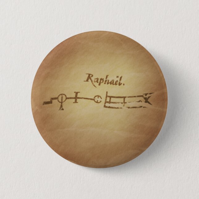 Magic Seal Angel Raphael Protection Magic Charms Button (Front)