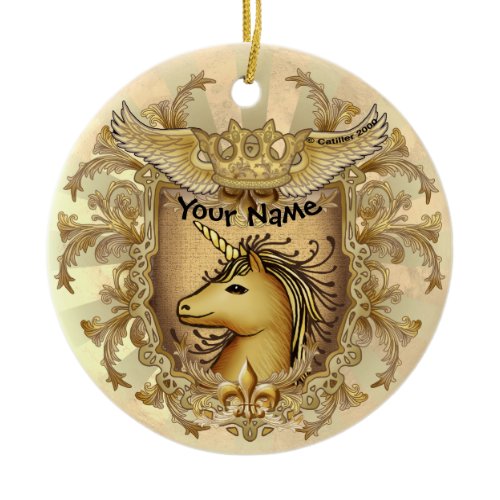 Magic Shield Unicorn Ceramic Ornament