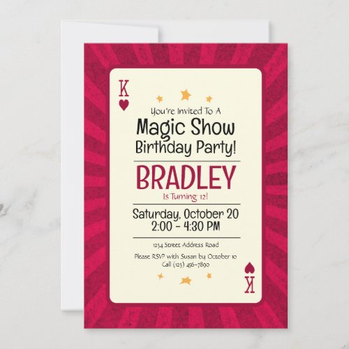 Magic Show Birthday Invitation Starburst Card