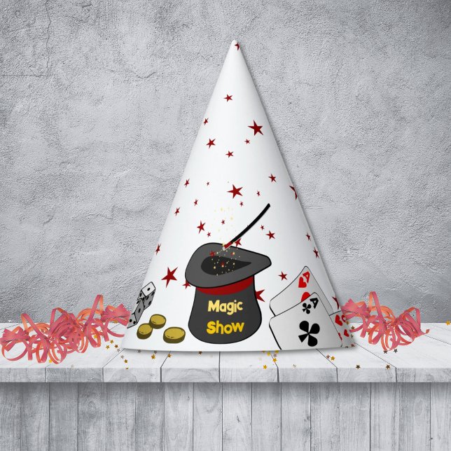 Magic Show Birthday Party Black White Red Kids Party Hat (Magic Show Birthday Party Black White Red Kids Party Hat)