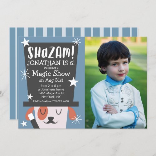 Magic Show Birthday Party Dog Magician Photo Invitation