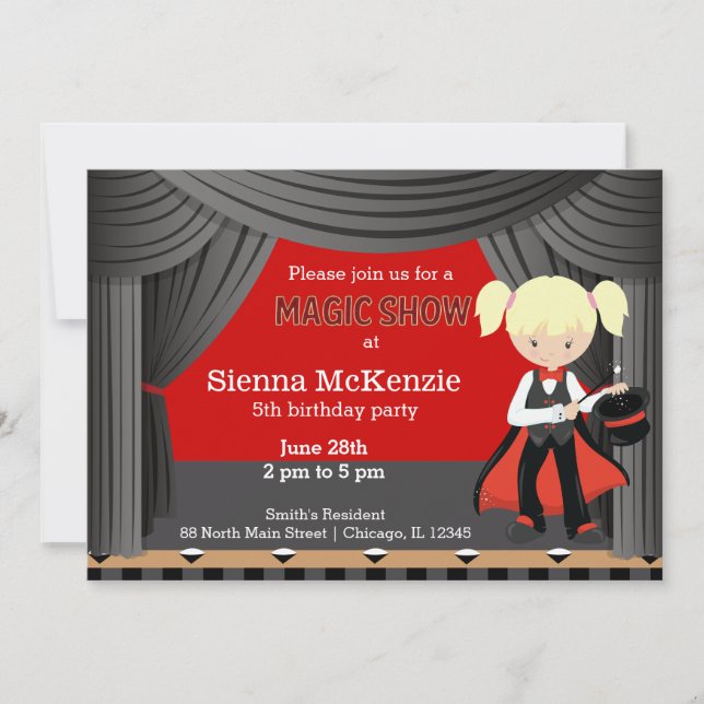 Magic Show birthday party Invitation (Front)