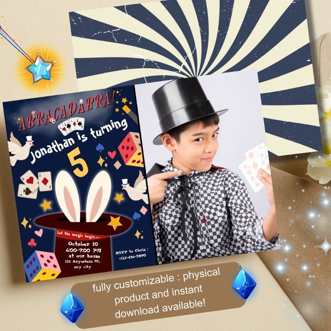 Magic Show Birthday Party Invitation Custom Image (Creator Uploaded)