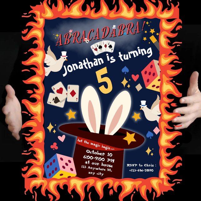 Magic Show Birthday Party Invitation Magic Trick  (Creator Uploaded)