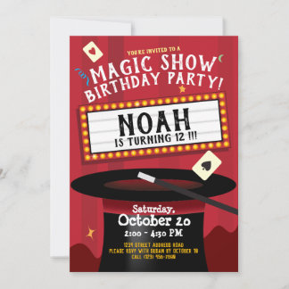 Magic Show Birthday Party Invitation Marquee & Hat