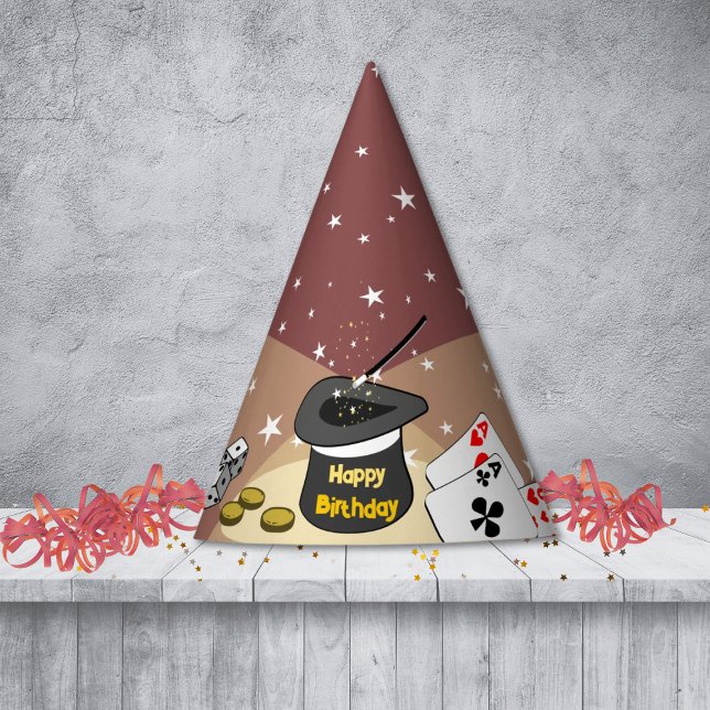 Magic Show Birthday Party Red Kids Hat (Magic Show Birthday Party Red Kids Party Hat, Custom Text, Color)