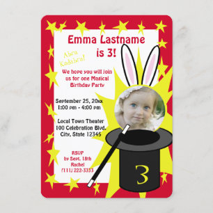 Magic Show Birthday Red Invitation
