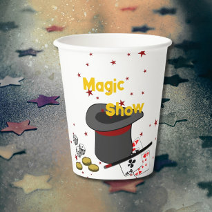 Magic Show Black White Red Birthday Party Paper Cups