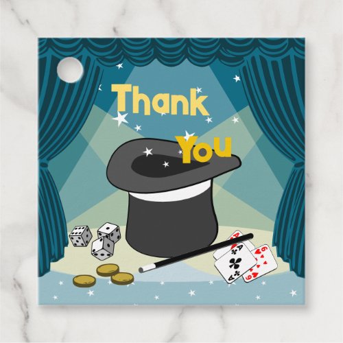 Magic Show Blue Thank You Favor Tags