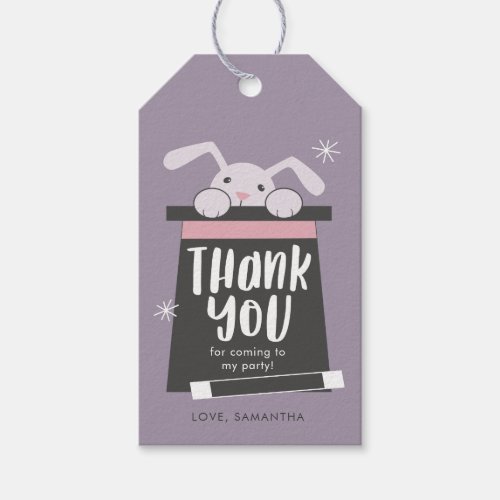 Magic Show Bunny Birthday Party Thank You Gift Tags