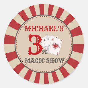 Magic Show Circus Birthday Party Sticker Labels