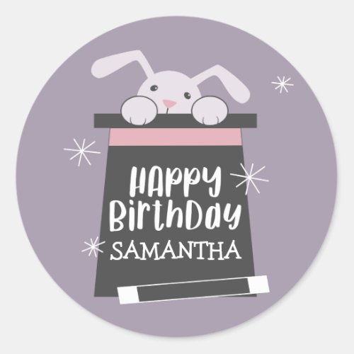 Magic Show Girls Birthday Party Favor Tag Sticker