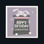 Magic Show Kids Birthday Party Napkins<br><div class="desc">Adorable design for your child's magic show theme birthday. Cute bunny popping her head out of a top hat. It says "Happy Birthday Samantha" inside the hat. Add your child's name on the hat. The text is easily customizable online.</div>