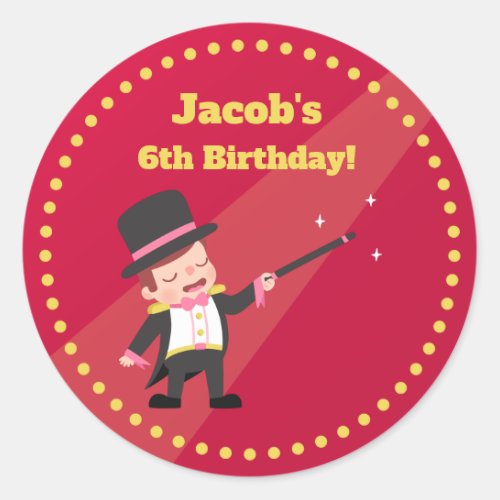 Magic Show Magician Boy Birthday Party Decor Classic Round Sticker