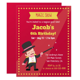 Magic Show Magician Boy Birthday Party Invitations