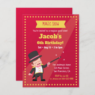Magic Show Magician Boy Birthday Party Invitations