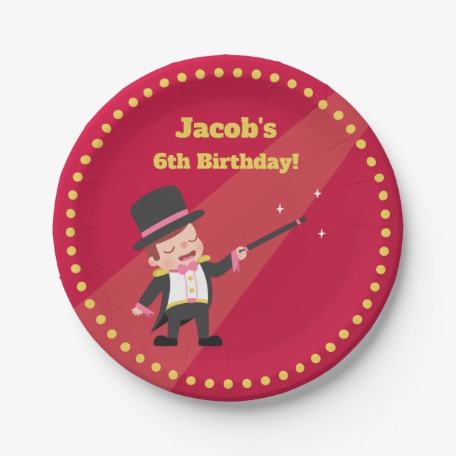 Magic Show Magician Boy Birthday Party Supplies Paper Plates (Front)