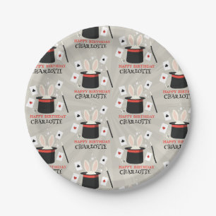 Magic Show Magician Kids Birthday Custom Name Paper Plates