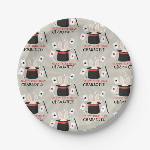 Magic Show Magician Kids Birthday Custom Name Paper Plates