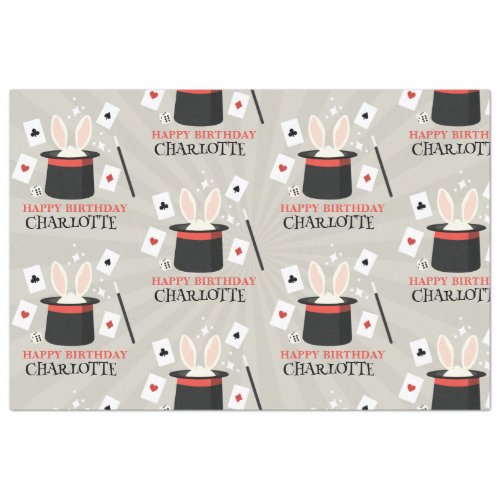 Magic Show Magician Kids Birthday Custom Name Tissue Paper