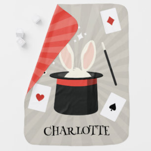 Magic Show Magician Kids Custom Name Baby Blanket