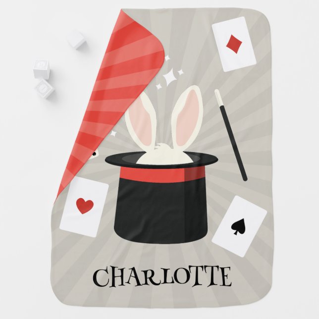 Magic Show Magician Kids Custom Name Baby Blanket (In Situ)