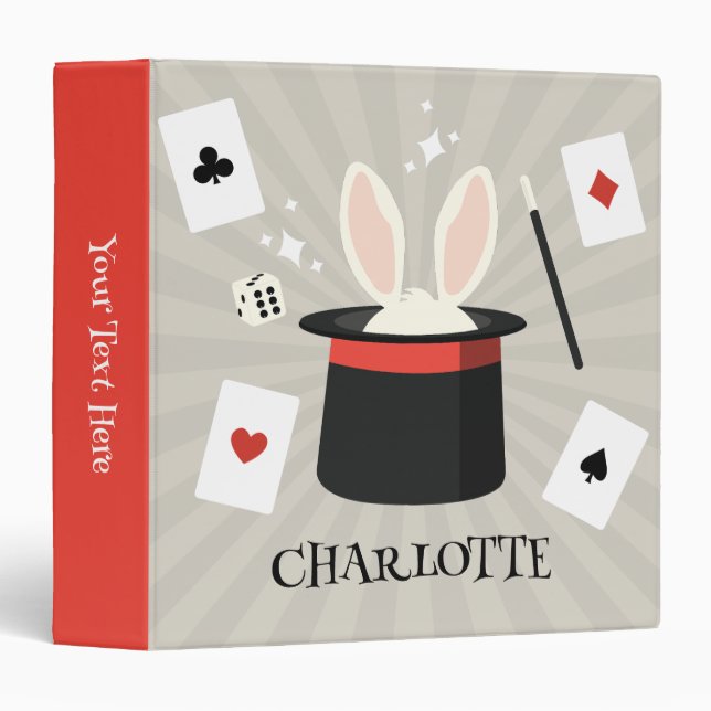 Magic Show Magician Kids Custom Name Kids Album 3 Ring Binder (Front/Spine)
