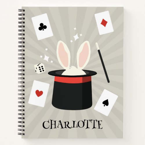 Magic Show Magician Kids Custom Name Notebook