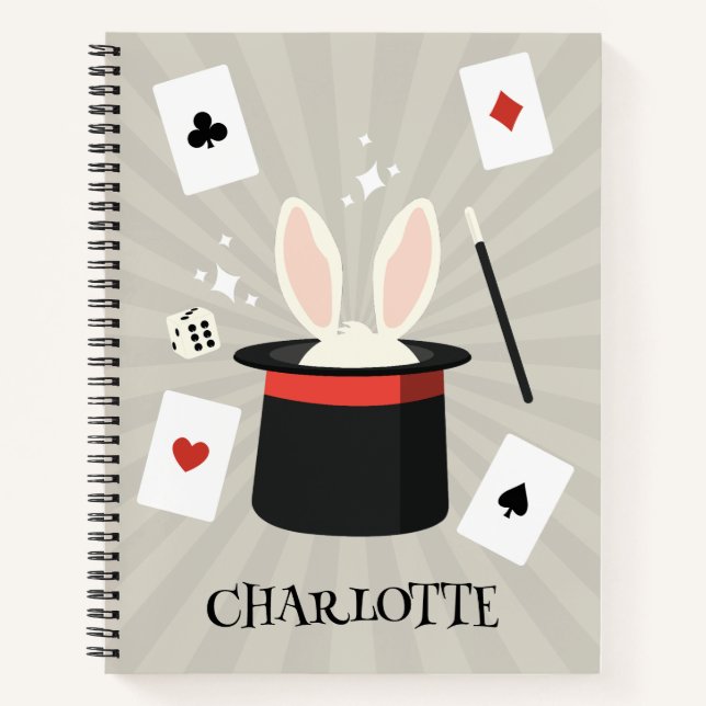 Magic Show Magician Kids Custom Name Notebook (Front)