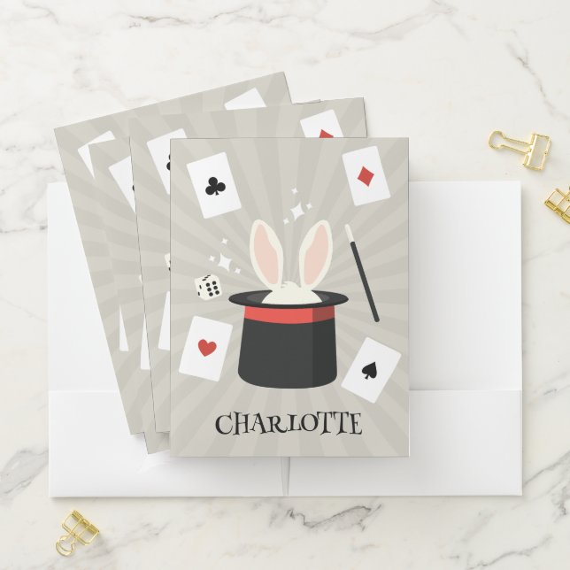 Magic Show Magician Kids Custom Name Pocket Folder (In Situ)