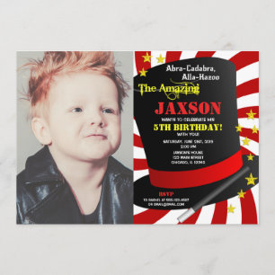 Magic show party birthday magician photo invitation
