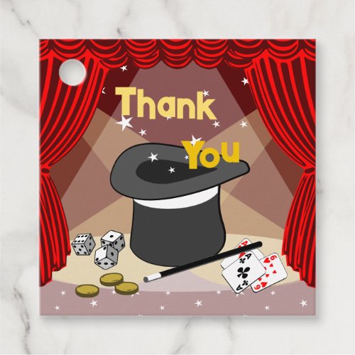 Magic Show Red Thank You Favor Tags