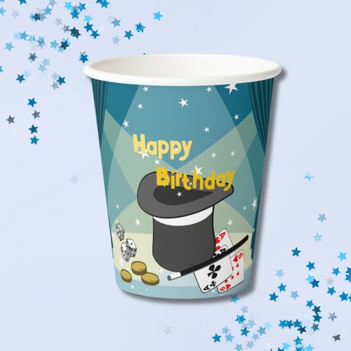 Magic Show Stage Curtain Blue Birthday Party Paper Cups