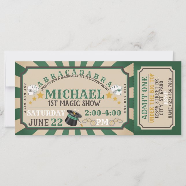 Magic Show Ticket Birthday Invitation (Front)
