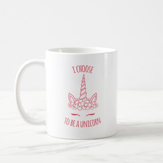 Magic Simple Charming Whimsical Unicorn Pink Cute Coffee Mug (Left)