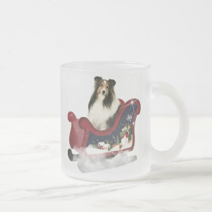 Magic Sleigh Sheltie Frosted Glass Coffee Mug